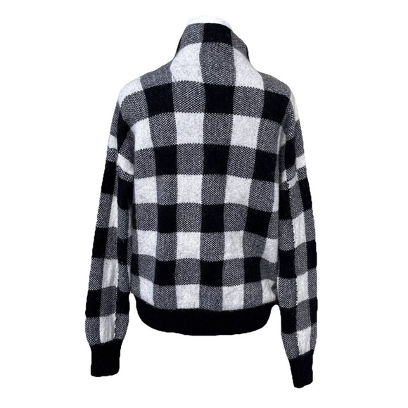 Lauren Ralph Lauren Sweater Womens Medium Black White Buffalo Plaid Soft - Picture 3 of 15